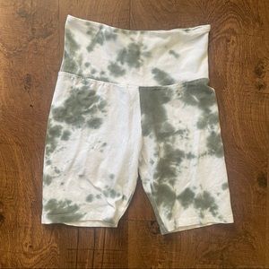 White tie dye biker shorts